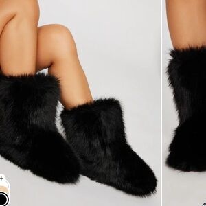 Fashion Nova Black Fur Slippers